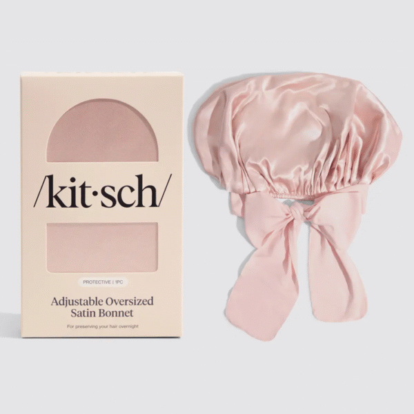Adjustable Oversized Satin Bonnet- Blush