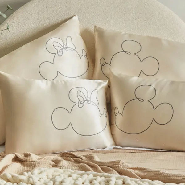 Kitsch & Mickey Satin Pillowcase Mr. Mouse -Cream