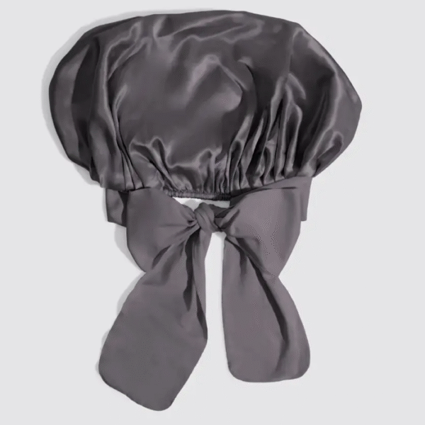 Adjustable Oversized Satin Bonnet- Charcoal