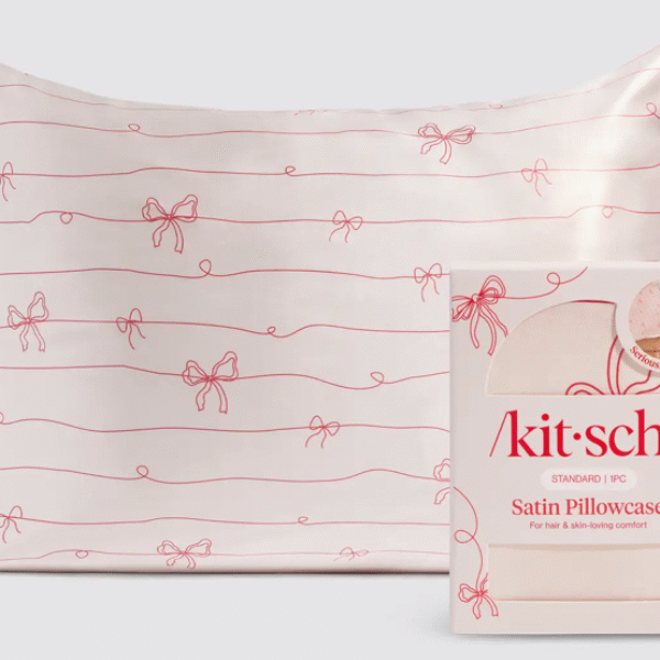 Holiday Satin Pillowcase- Striped Bows