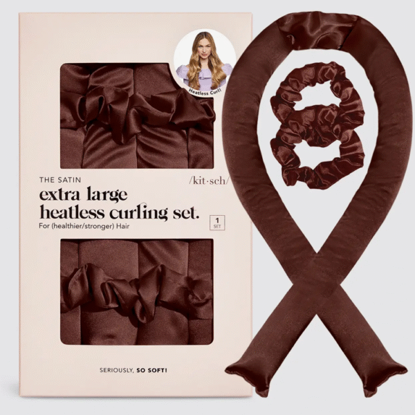 Xl Satin Heatless Curling Set - Chocolate